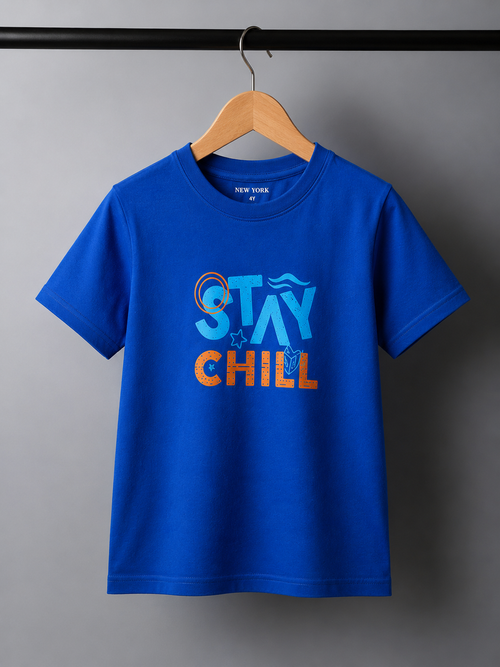New York Kids "Stay Chill" Premium Cotton Graphic T-Shirt | Soft, Breathable & Durable Everyday Wear