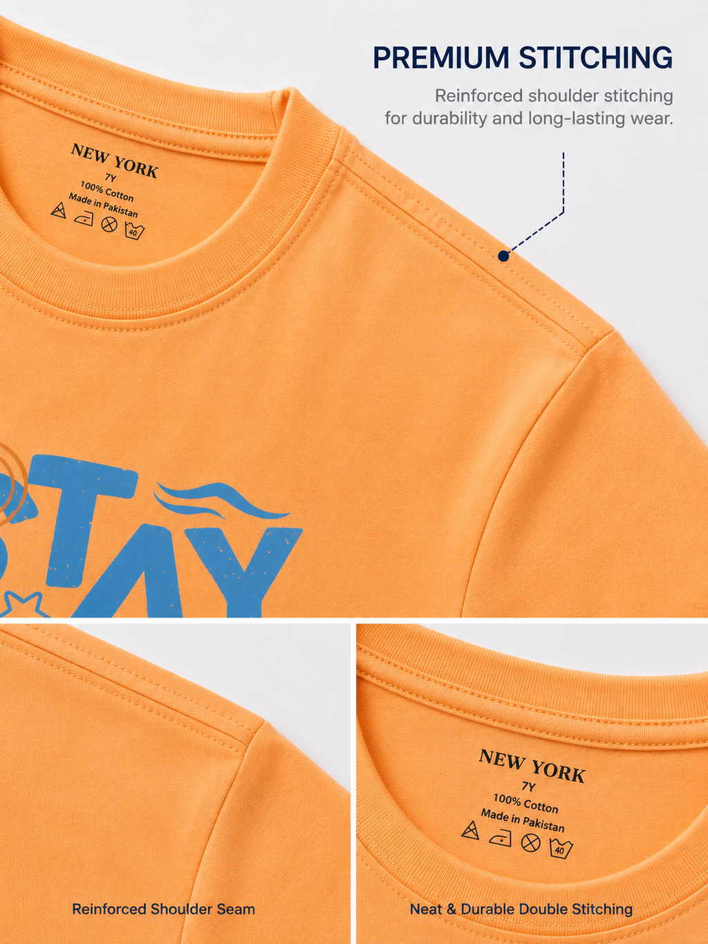 New York Stay Chill Premium Kids Cotton T-Shirt | Soft Breathable Half Sleeves | Reinforced Shoulder Stitching