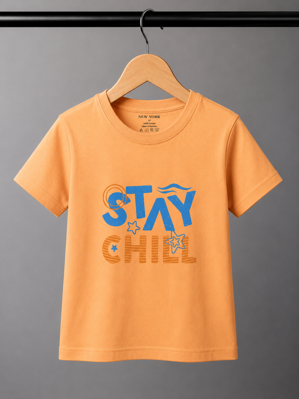 New York Stay Chill Premium Kids Cotton T-Shirt | Soft Breathable Half Sleeves | Reinforced Shoulder Stitching