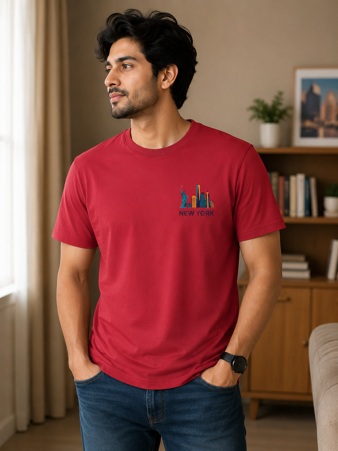 New York Skyline Signature Cotton T-Shirt for Men