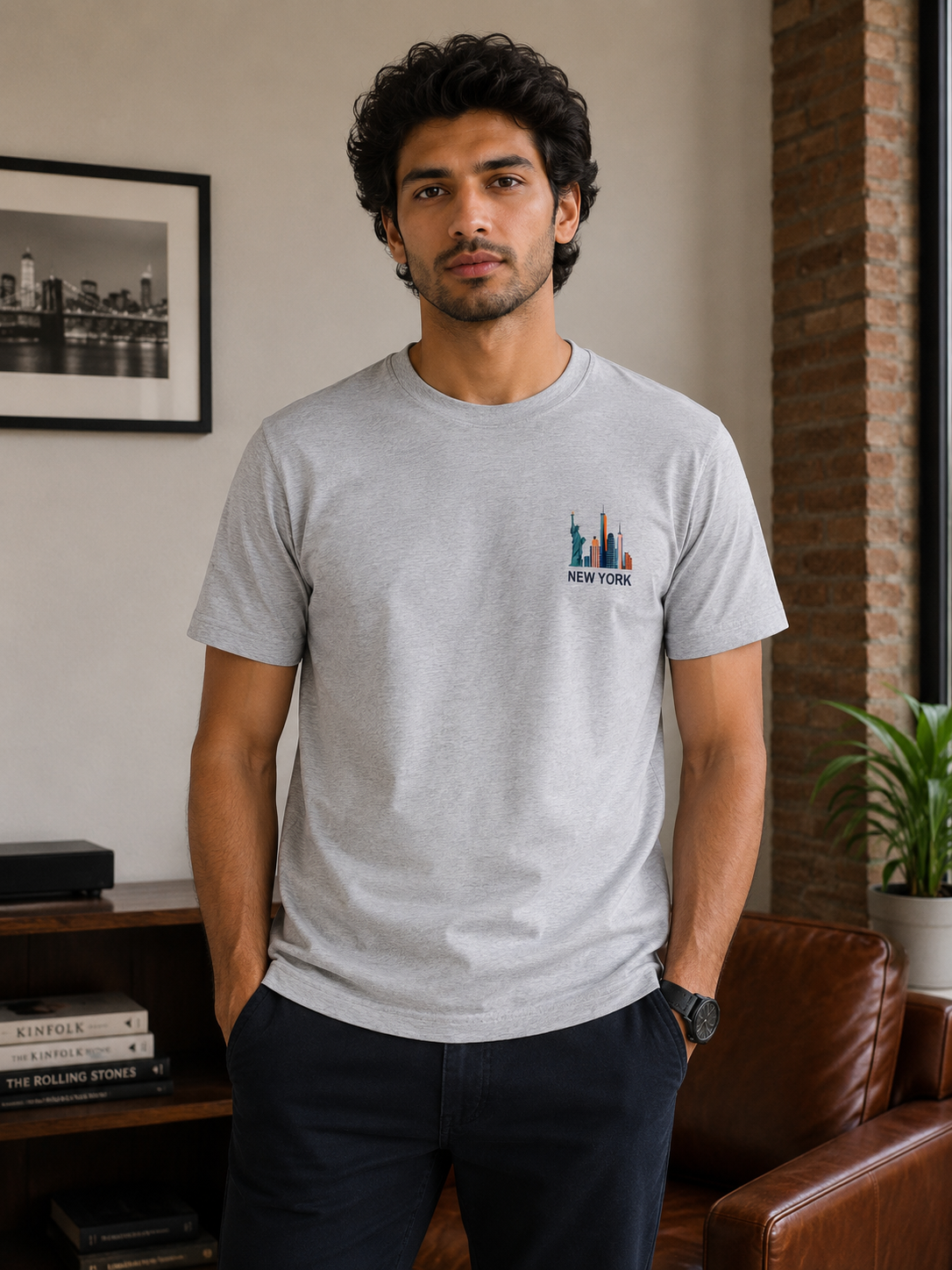 New York Skyline Premium Cotton T-Shirt