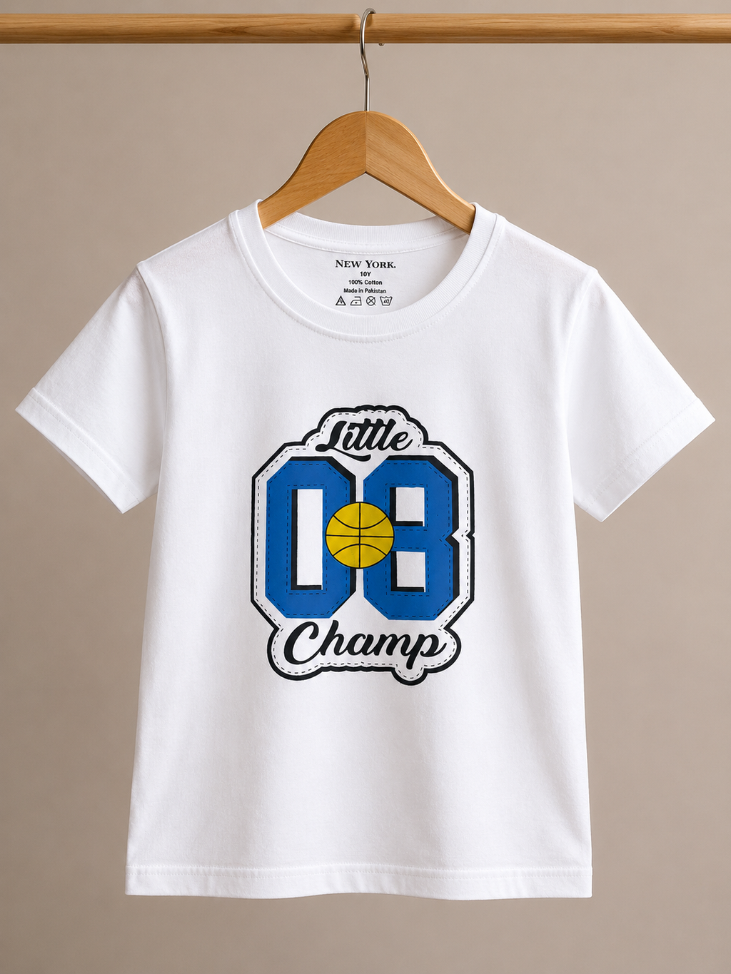 New York Little 08 Champ Premium Cotton Kids T-Shirt, Soft, Comfortable & Durable