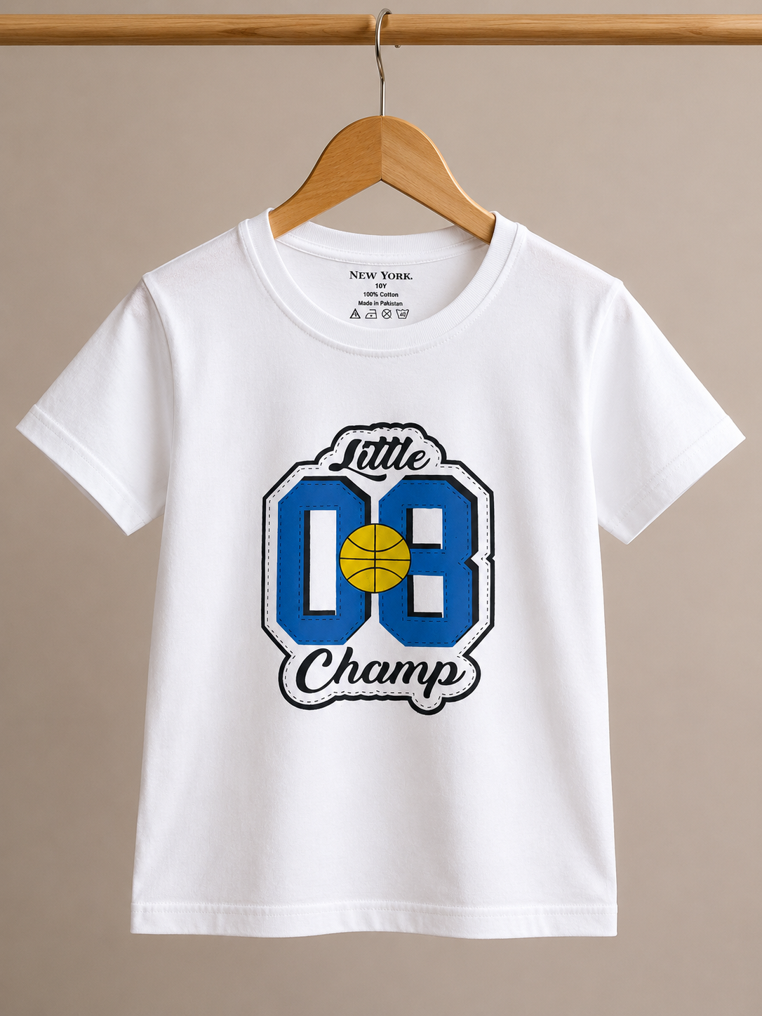 New York Little 08 Champ Premium Cotton Kids T-Shirt, Soft, Comfortable & Durable