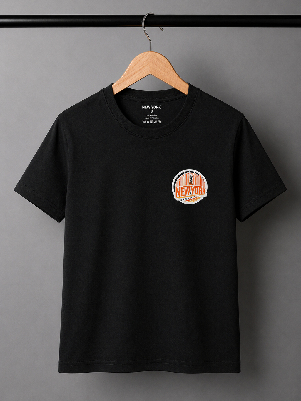 New York Premium Black Cotton Graphic T-Shirt